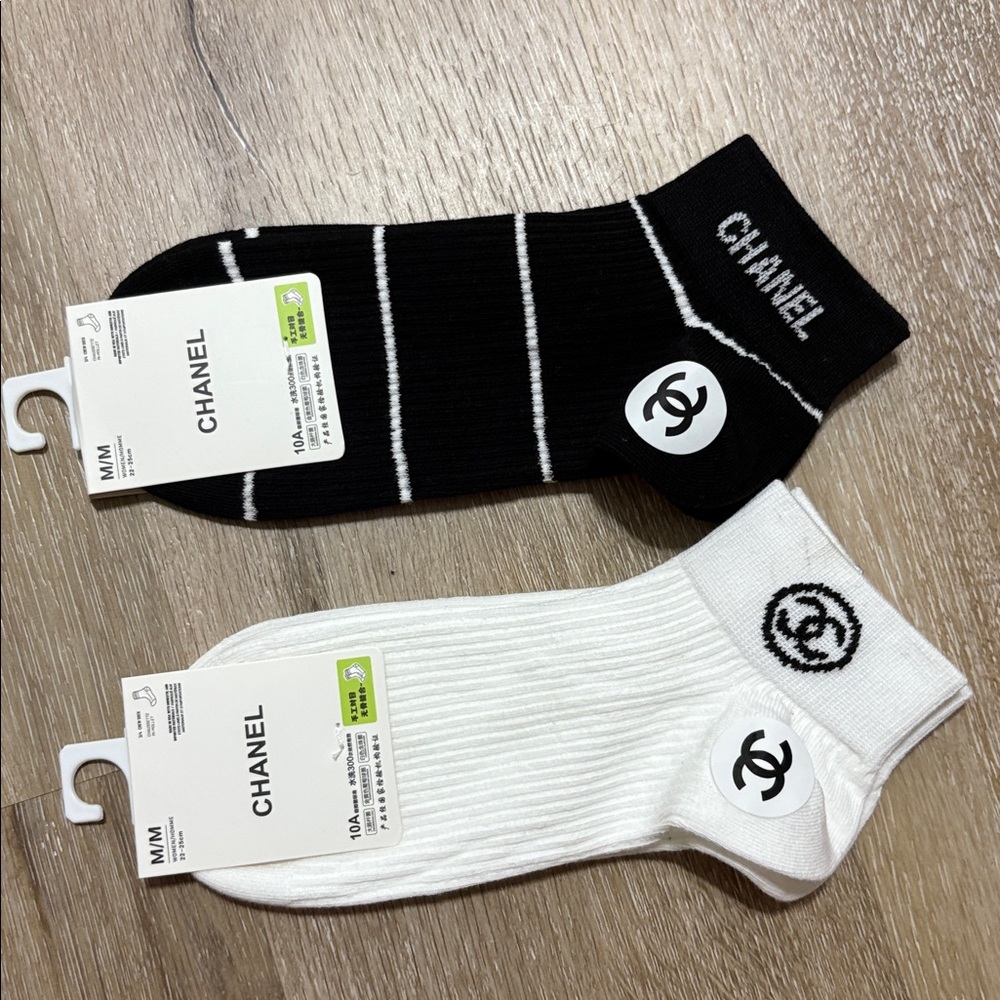 Chanel Black and white gwp Socks bundle of 2